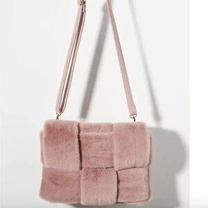 Anthropologie Faux Fur Woven Boho Peasant Party Romantic Purse NWOT
